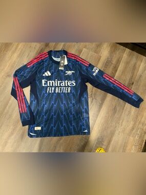 New Adidas Arsenal 25/26 Away Authentic LS Jersey JJ1834 Blue Men's Size M
